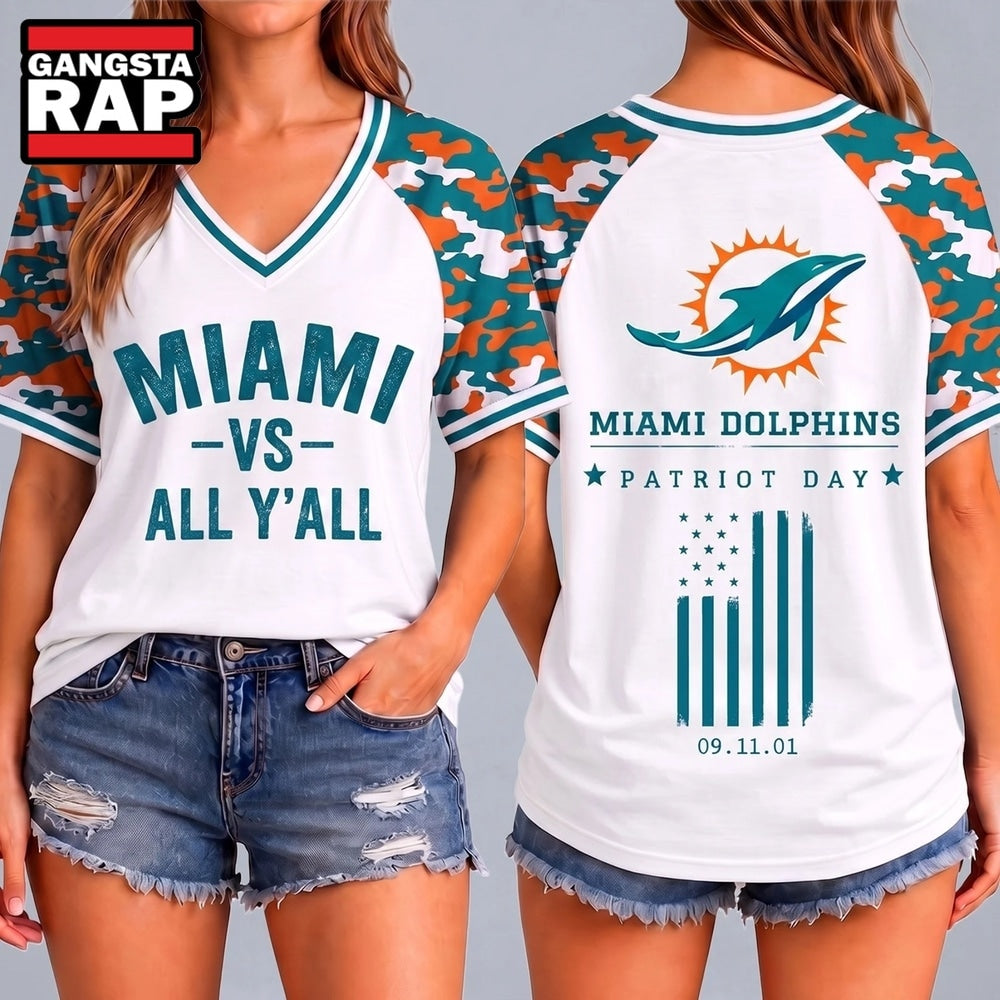 Miami Dolphins NFL vs All Y’ All United We Stand V Neck T Shirt