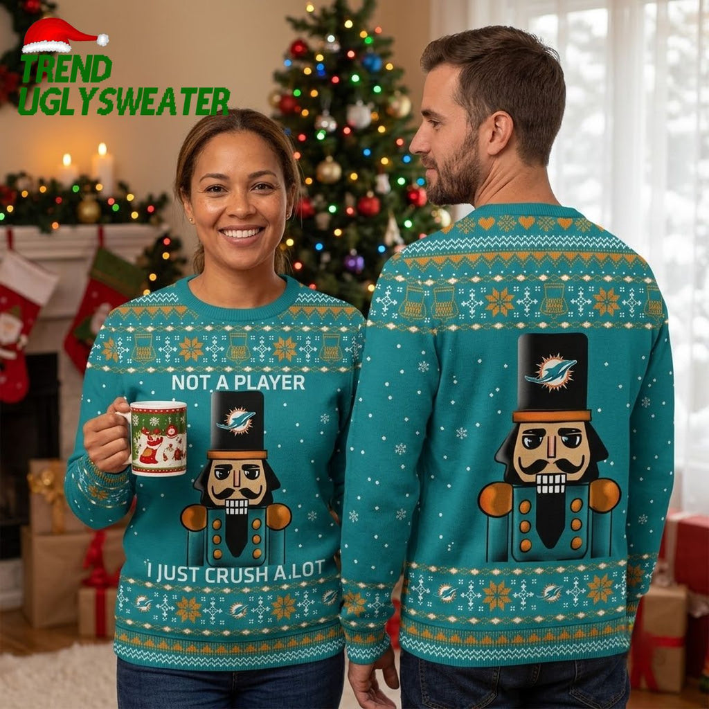 Miami Dolphins Nutcracker Not A Player Ugly Christmas Sweater