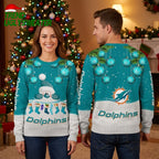 Miami Dolphins Santa Graphic Ugly Christmas Sweater