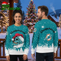 Miami Dolphins Skull With Santa Hat Ugly Christmas Sweater