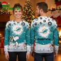 Miami Dolphins Snoopy Snowman Ugly Christmas Sweater