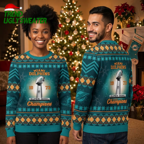 Miami Dolphins Super Bowl Champions 1973 Ugly Christmas Sweater
