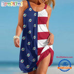 Miami Dolphins USA Flag Design Women’s Summer Beach Sling Dress