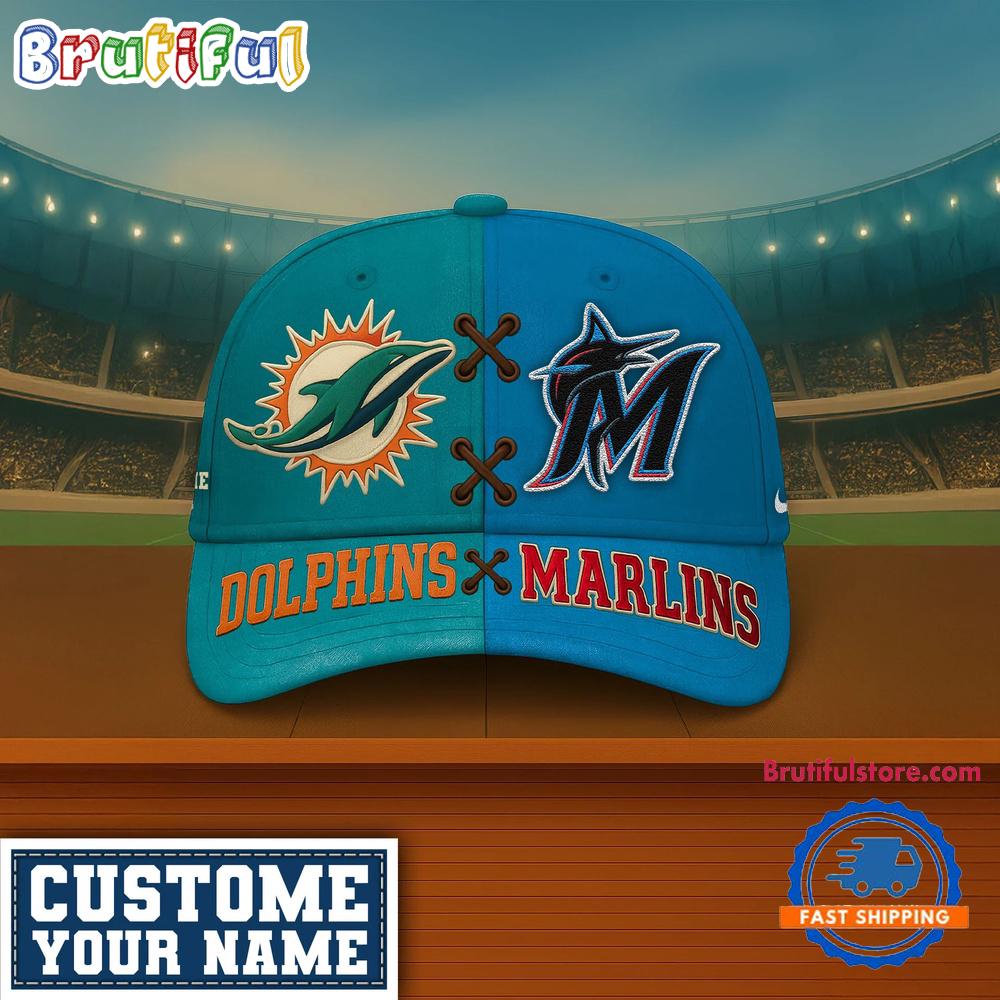 Miami Dolphins x Miami Marlins Sporty New Design Baseball Cap