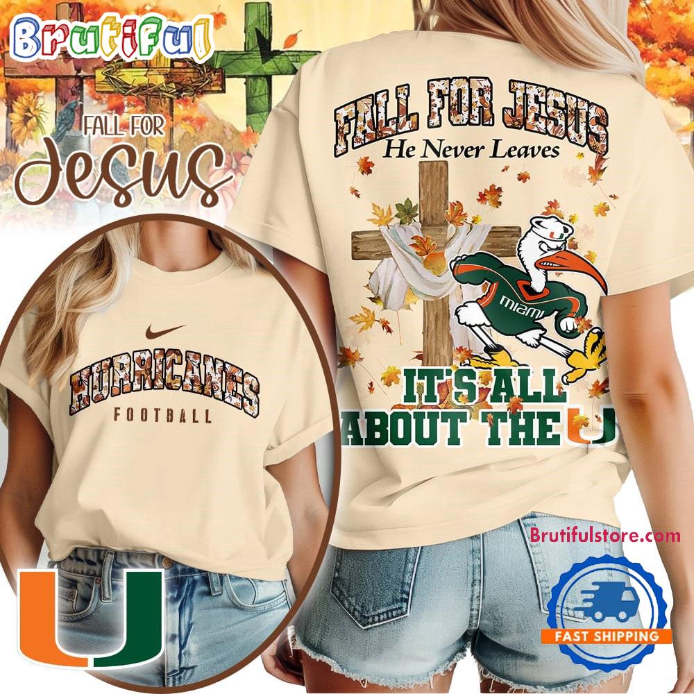 Miami Hurricanes 2025 NCAA Season Fall For Jesus Unisex 3D Shirt