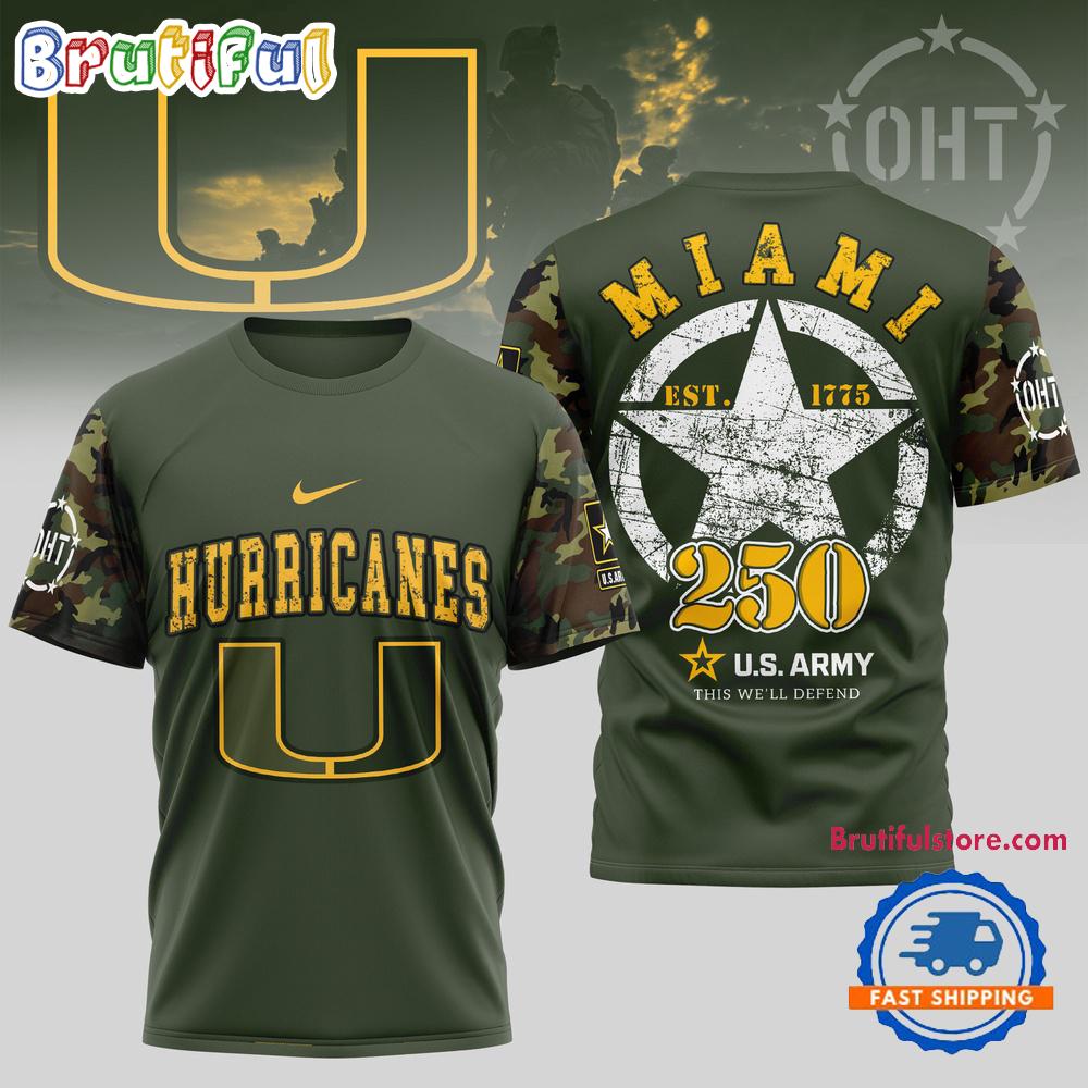 Miami Hurricanes 250 Years US Army Limited 3D Shirt