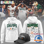 Miami Hurricanes College Football Playoff 2026 Fiesta Bowl Champions Locker Room Signature Hoodie T-Shirt