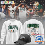 Miami Hurricanes College Football Playoff 2026 Fiesta Bowl Champions Locker Room Signature Hoodie T-Shirt