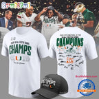Miami Hurricanes College Football Playoff 2026 Fiesta Bowl Champions Locker Room Signature Hoodie T-Shirt