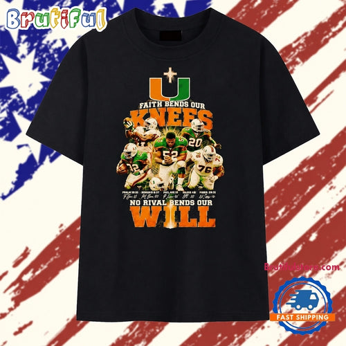 Miami Hurricanes faith bends our knees Ray Lewis Frank Gore Michael Irvin Ed Reed Warren Sapp T Shirt