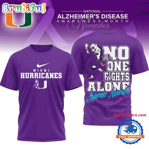 Miami Hurricanes NCAA Alzheimer Awareness November Unisex 3D Shirt