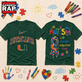 Miami Hurricanes NCAA Autism Awareness Puzzle Ribbon Hoodie T-Shirt
