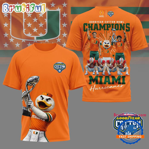 Miami Hurricanes NCAA Goodyear Cotton Bowl Champions 3D Shirt