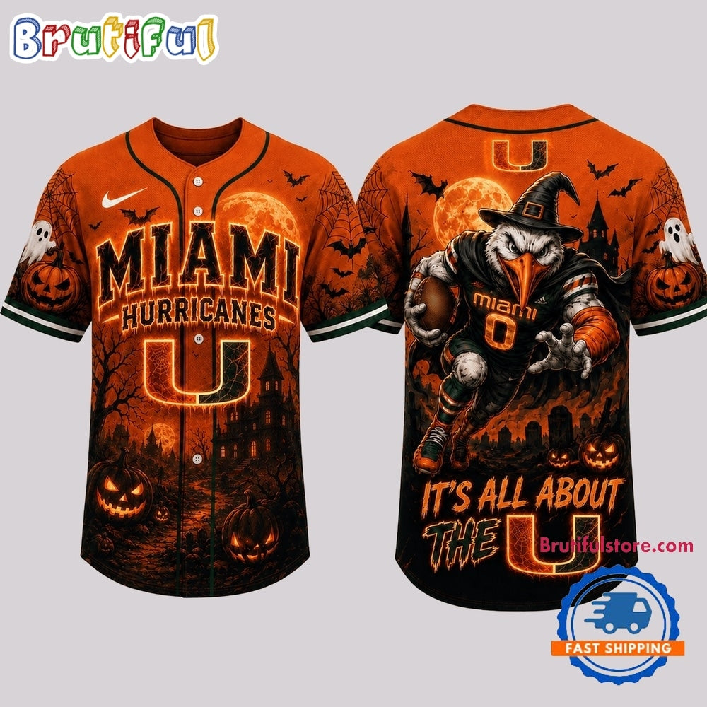 Miami Hurricanes NCAA Haunted Night Halloween Baseball Jersey Shirt