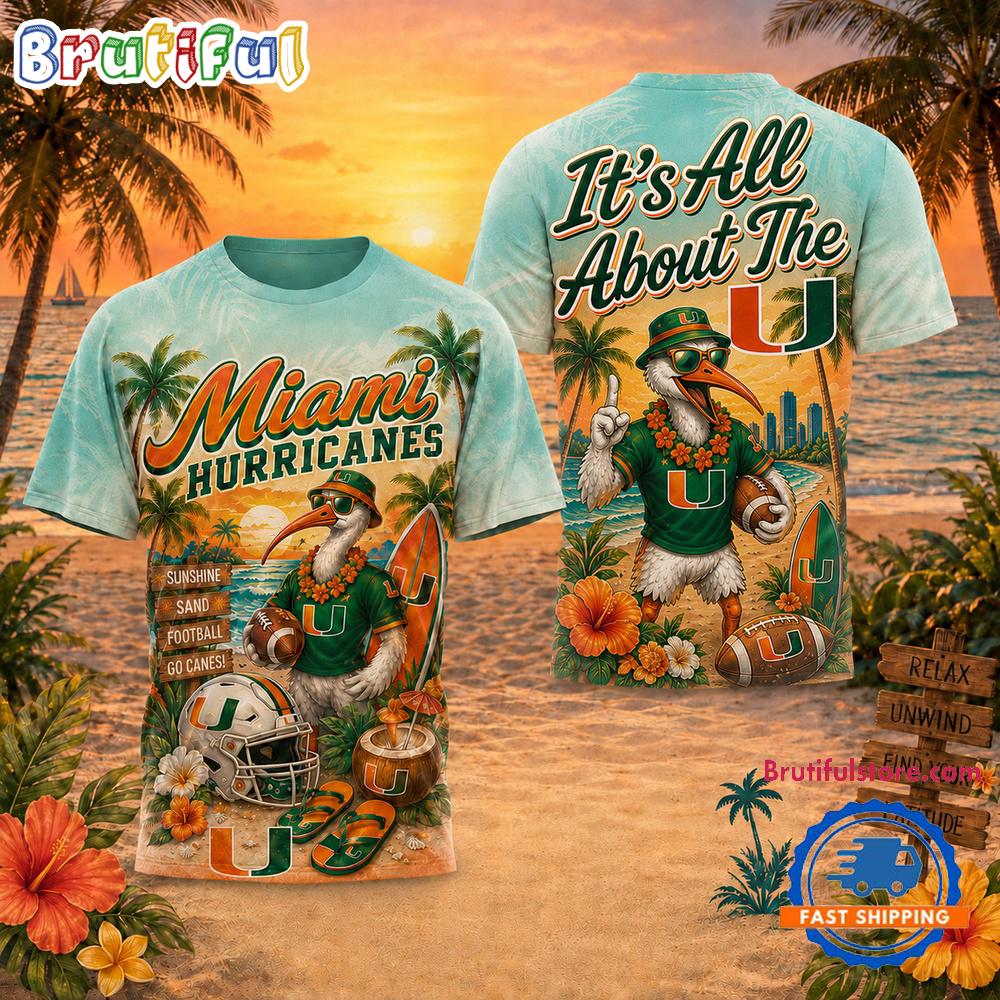 Miami Hurricanes NCAA Mascot Beach Vibes Sports Limited Edition 3D Shirt