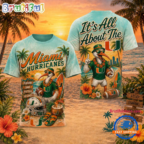 Miami Hurricanes NCAA Mascot Beach Vibes Sports Limited Edition 3D Shirt