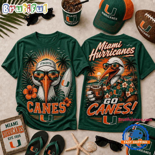 Miami Hurricanes NCAA Summer Tropical Mascot Unisex 3D Shirt