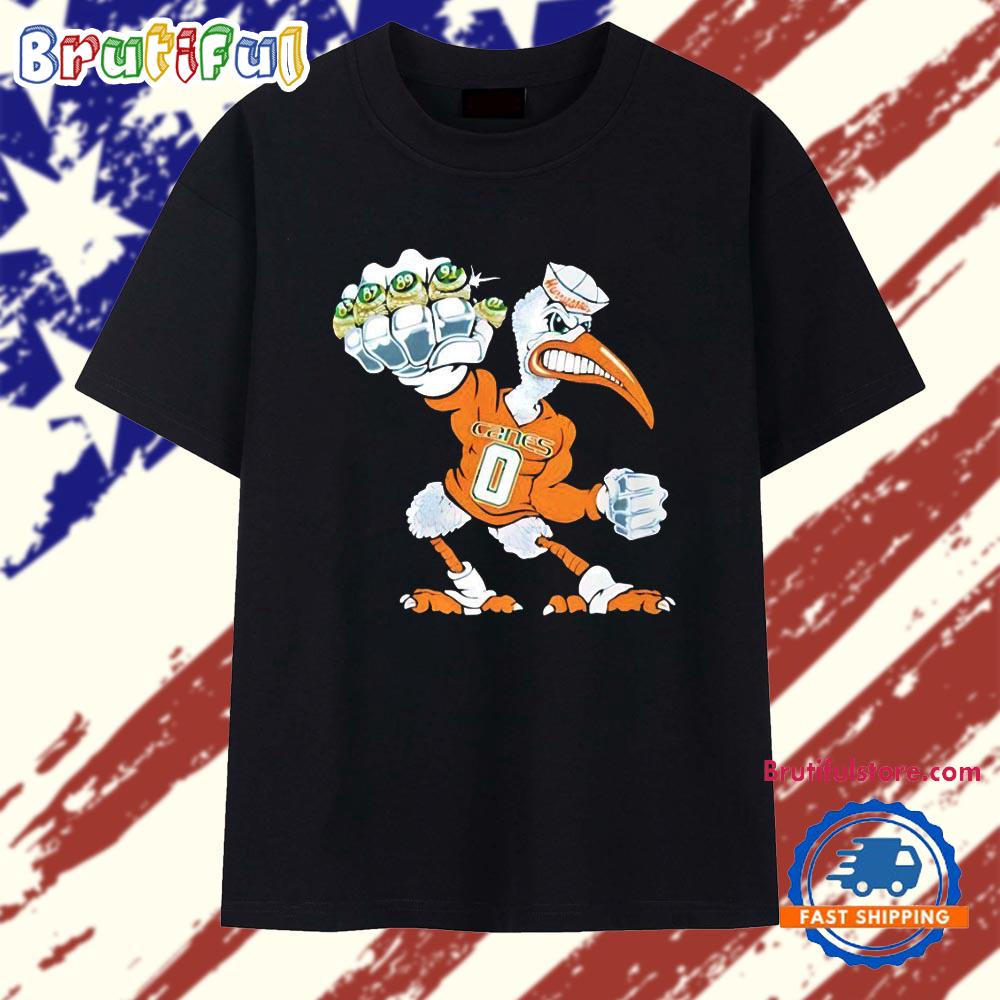 Miami Hurricanes Sebastian the Ibis Championship Rings Mascot T Shirt