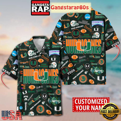 Miami Hurricanes Solgan Canes Watch True Fan Spirit Custom Name Aloha Hawaiian Shirt