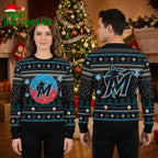 Miami Marlins Logo Pattern Ugly Christmas Sweater