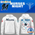 Miami Marlins NURSES NIGHT 2025 White Hoodie T-Shirt