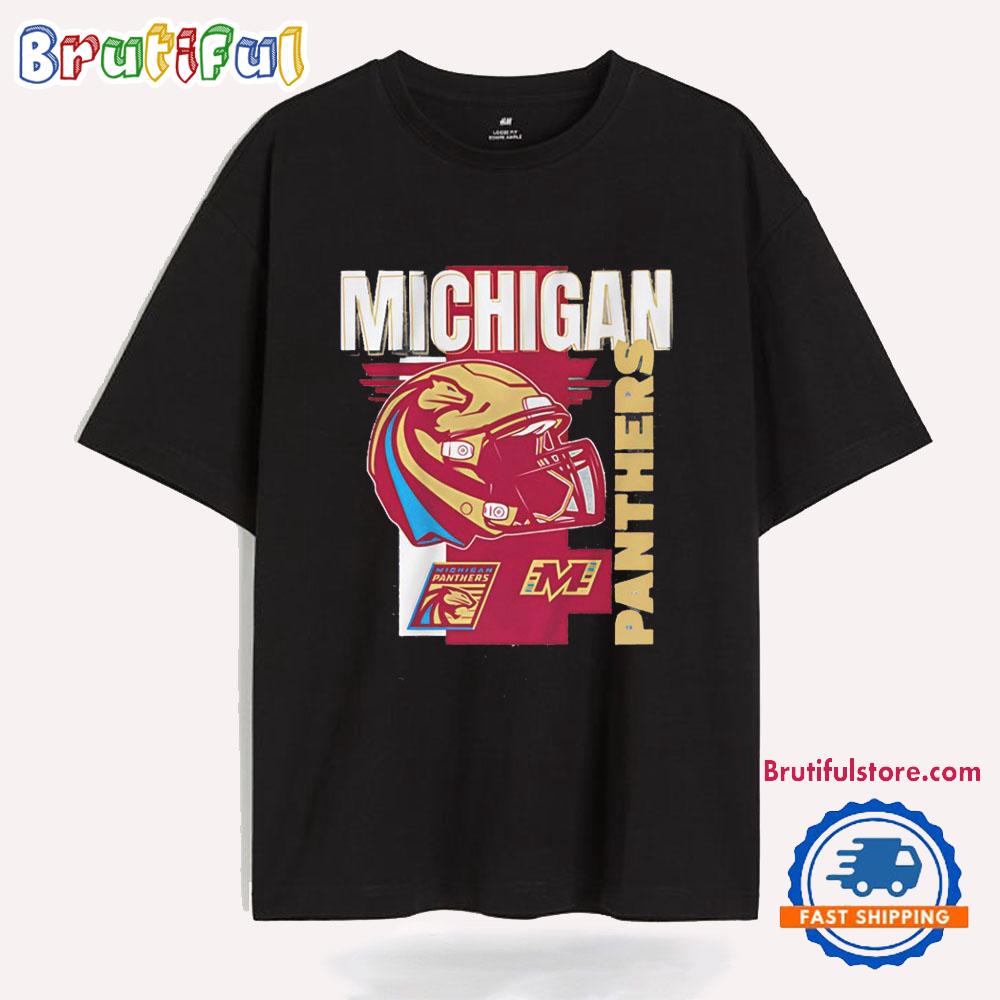 Michigan Panthers Helmet Frame Logo T Shirt