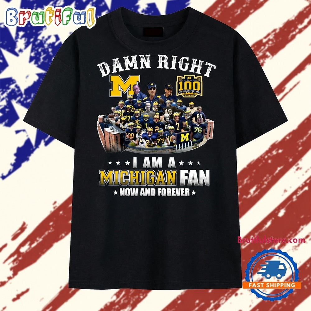 Michigan Wolverines 100 Years Damn Right Fan Vintage Football T Shirt