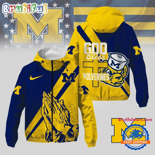 Michigan Wolverines 2025 NCAA God Bless My Team Windbreaker Jacket