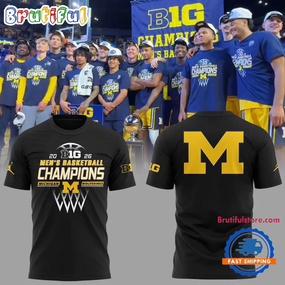 Michigan Wolverines 2026 Big Ten Men’s Basketball Regular Season Champions Black T Shirt
