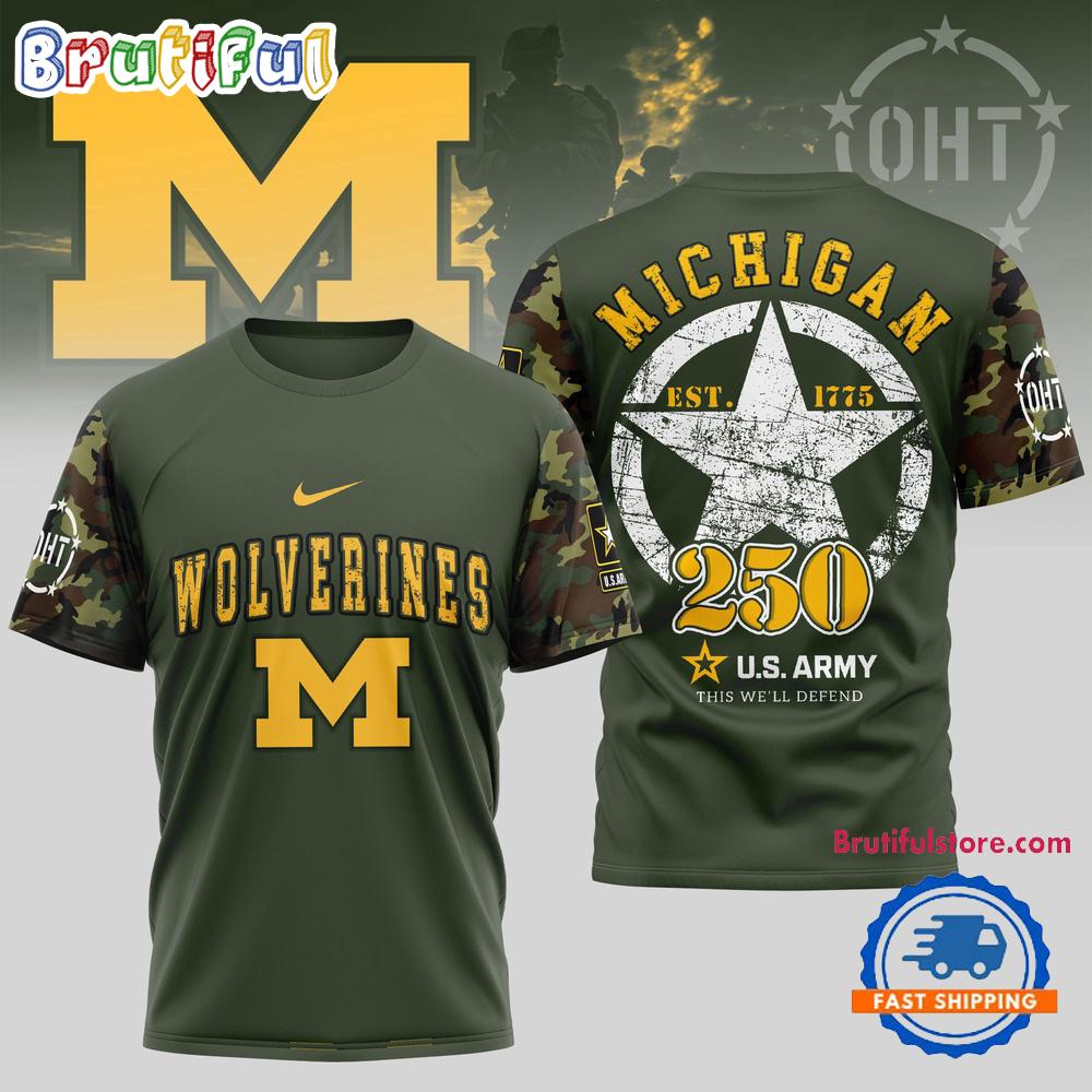 Michigan Wolverines 250 Years US Army Limited 3D Shirt