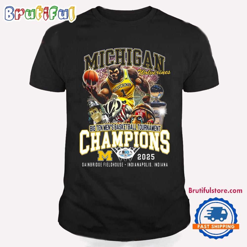 Michigan Wolverines Big Ten Men’s Basketball Tourament Champions 2025 New T Shirt