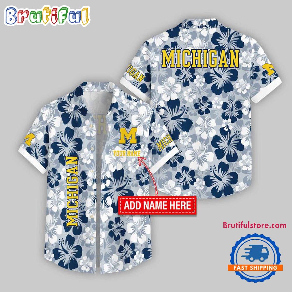 Michigan Wolverines Flower Palm Tree Aloha Hawaii Shirt