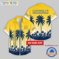 Michigan Wolverines Flower Palm Tree Summer Button Hawaii Shirt