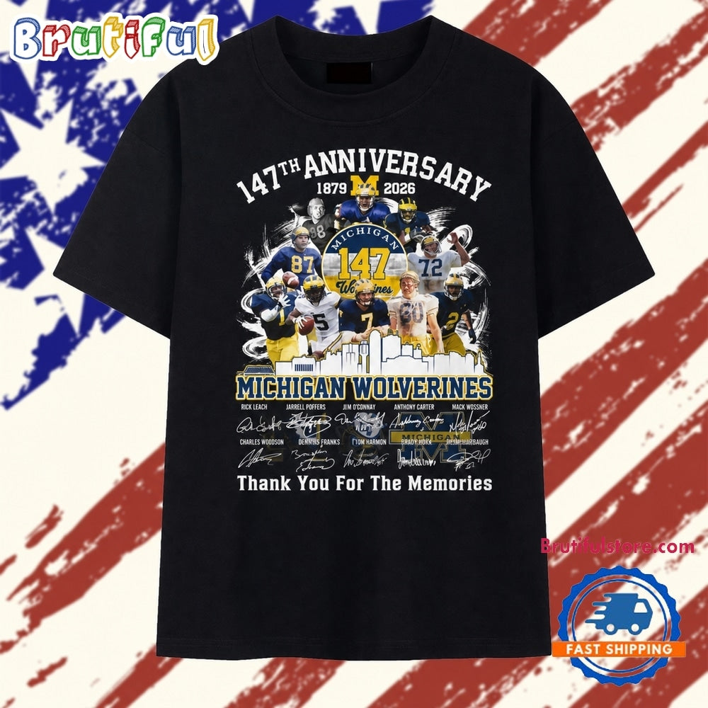 Michigan Wolverines Football 147th Anniversary 1879 2026 Legends Signatures T Shirt