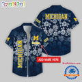 Michigan Wolverines Night Flower Pattern Personalized Name Hawaii Shirt