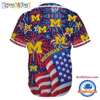 Michigan Wolverines USA Flag Independence Day Baseball Jersey, Sport Team 4th of July Jersey