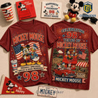 Mickey Mouse 98th Anniversary Patriotic Maroon T-Shirt