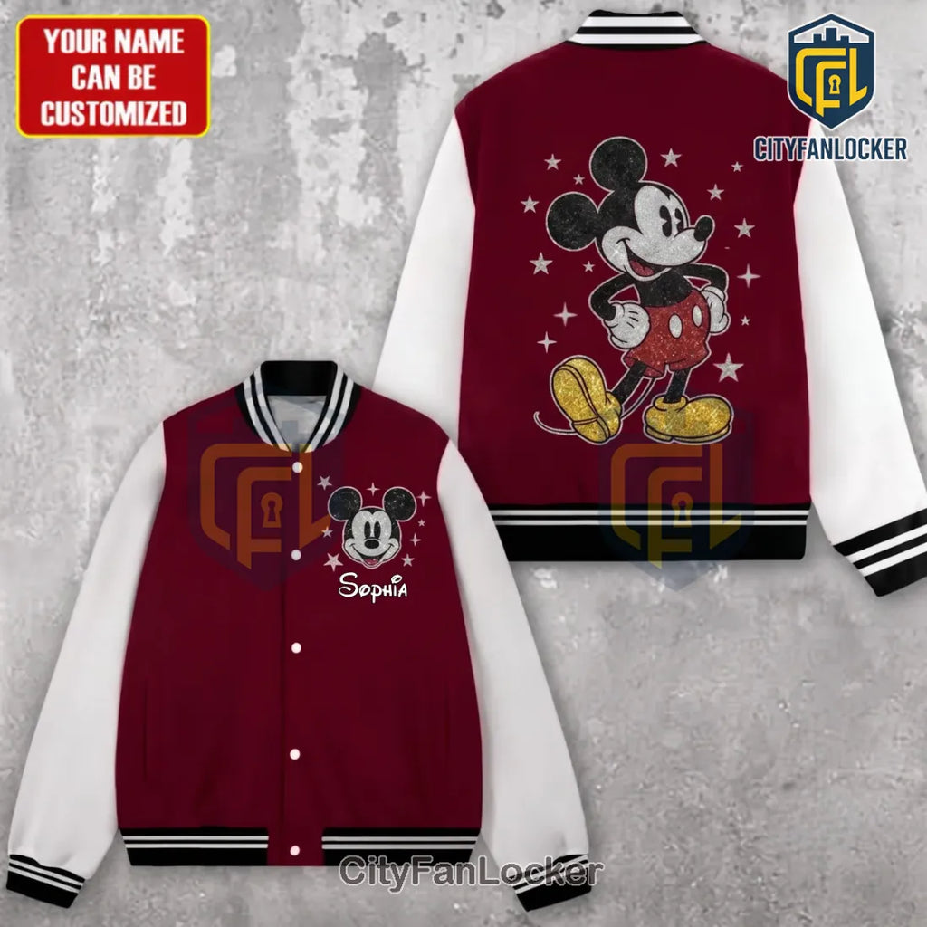 Mickey Mouse Burgundy Personalized Baseball Jacket