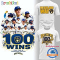 Milwaukee Brewers 100 Wins MLB White T Shirt