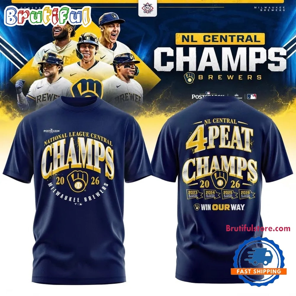 Milwaukee Brewers 4 TIME CONSECUTIVE NL CENTRAL CHAMPIONS 2026Win Our Way T Shirt