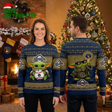 Milwaukee Brewers Baby Yoda Holding Baseball Ugly Christmas Sweater