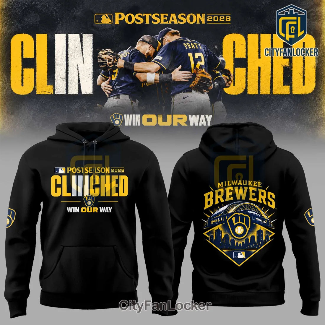 Milwaukee Brewers Clinched 2026 MLB Postseason Hoodie