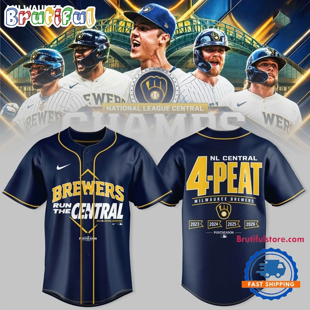 Milwaukee Brewers The FIRST 4 Peat in NL Central History Baseball Jersey