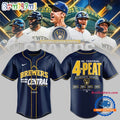 Milwaukee Brewers The FIRST 4 Peat in NL Central History Baseball Jersey