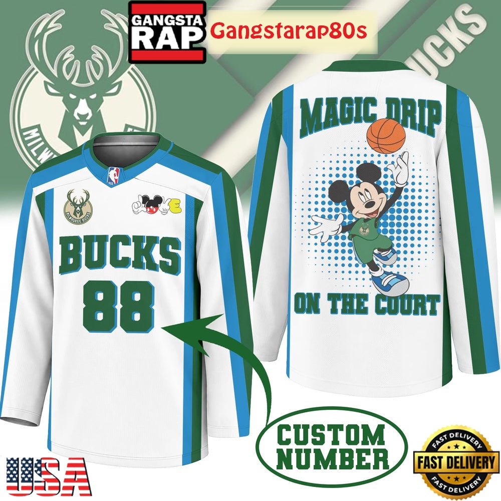 Milwaukee Bucks Premium NBA Magic Drip Long Jersey Shirt