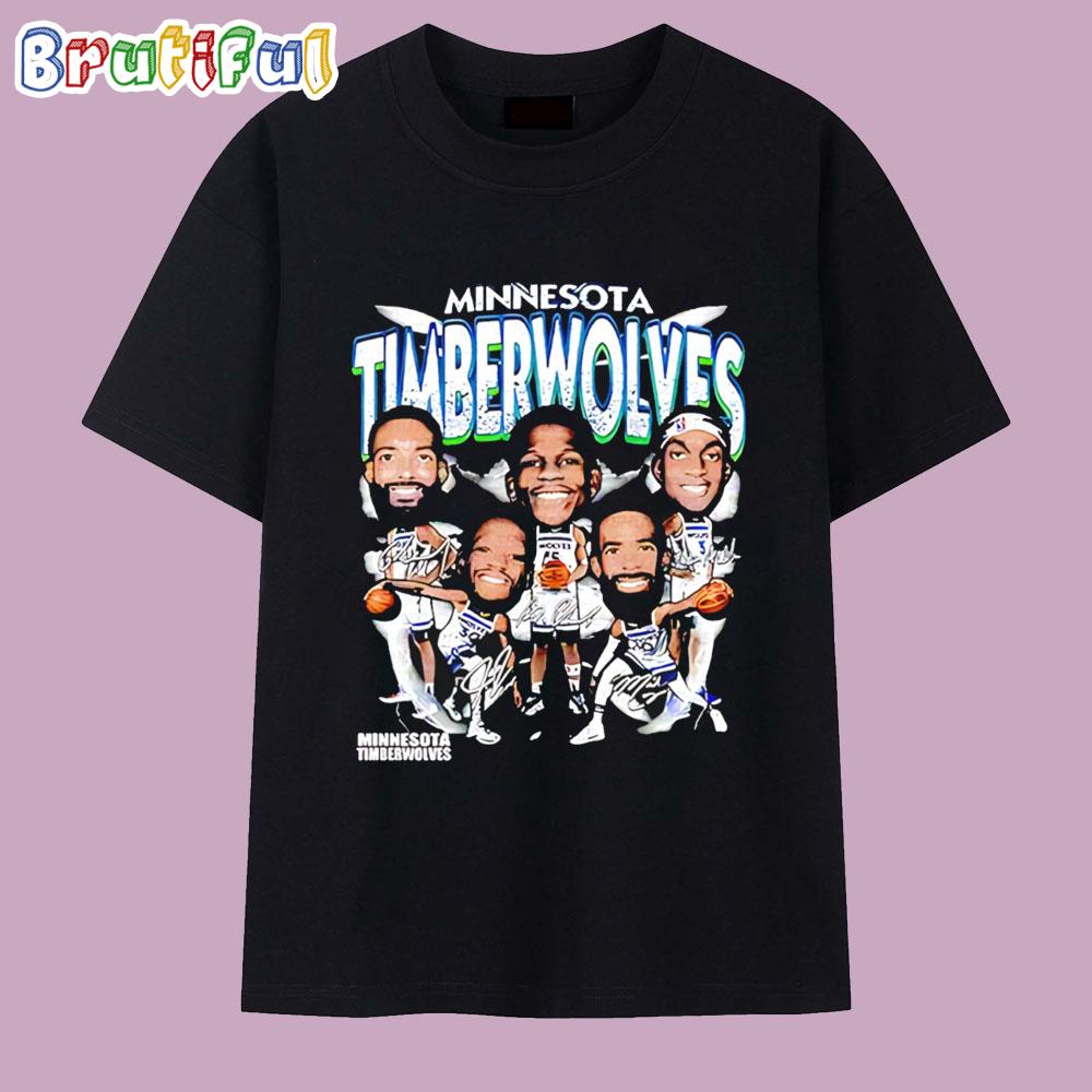 Minnesota Timberwolves All Team Caricature Signature T Shirt