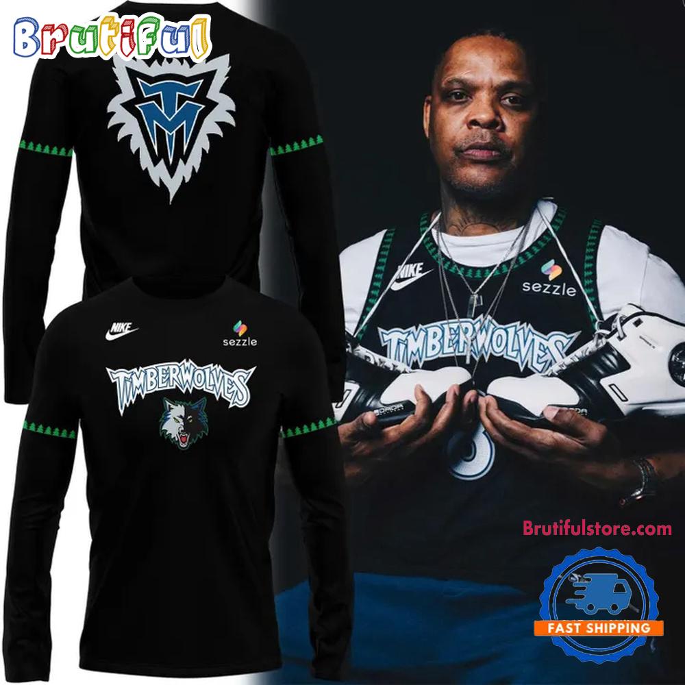 Minnesota Timberwolves Back the Black 2025-26 Uniform Long Sleeve Shirt