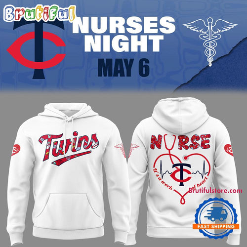 Minnesota Twins Baseball NURSES NIGHT 2025 White Hoodie Shirt