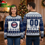 Minnesota Twins Custom Name And Number Snowflake Ugly Christmas Sweater