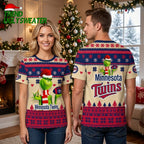 Minnesota Twins Grinch Santa Hat Ugly Christmas Sweater